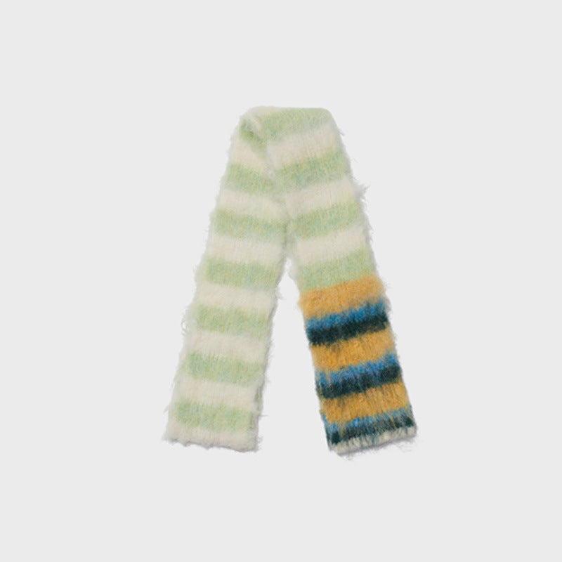 Andryka Women’s Acrylic Fuzzy Knitted Scarf – Striped, 71 x 5 in