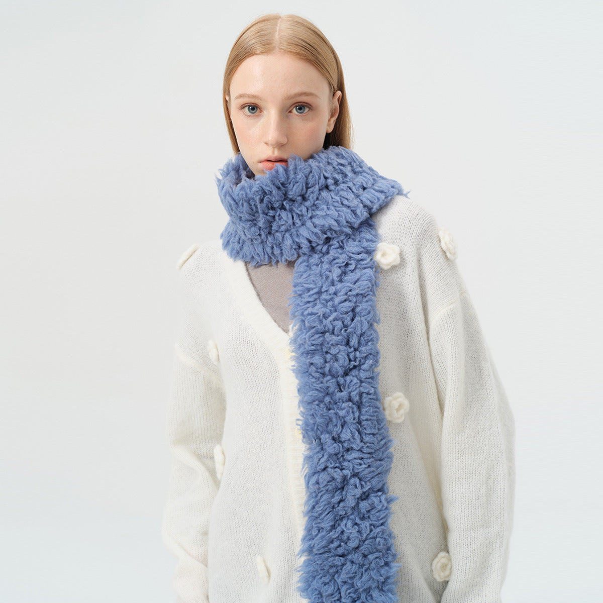 Andryka Women’s Wool Knitted Scarf – Medium Long, 67 x 4 in