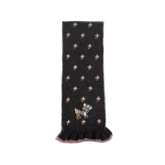 Andryka Women’s Knit Scarf – Star & Deer Pattern, Coffee, 67 x 6 in