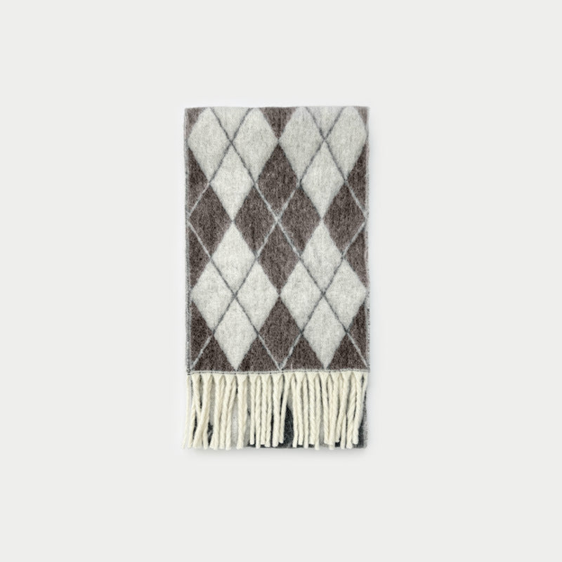 Andryka Women’s Wool Blend Woven Scarf – Argyle Pattern, 87 x 11 in