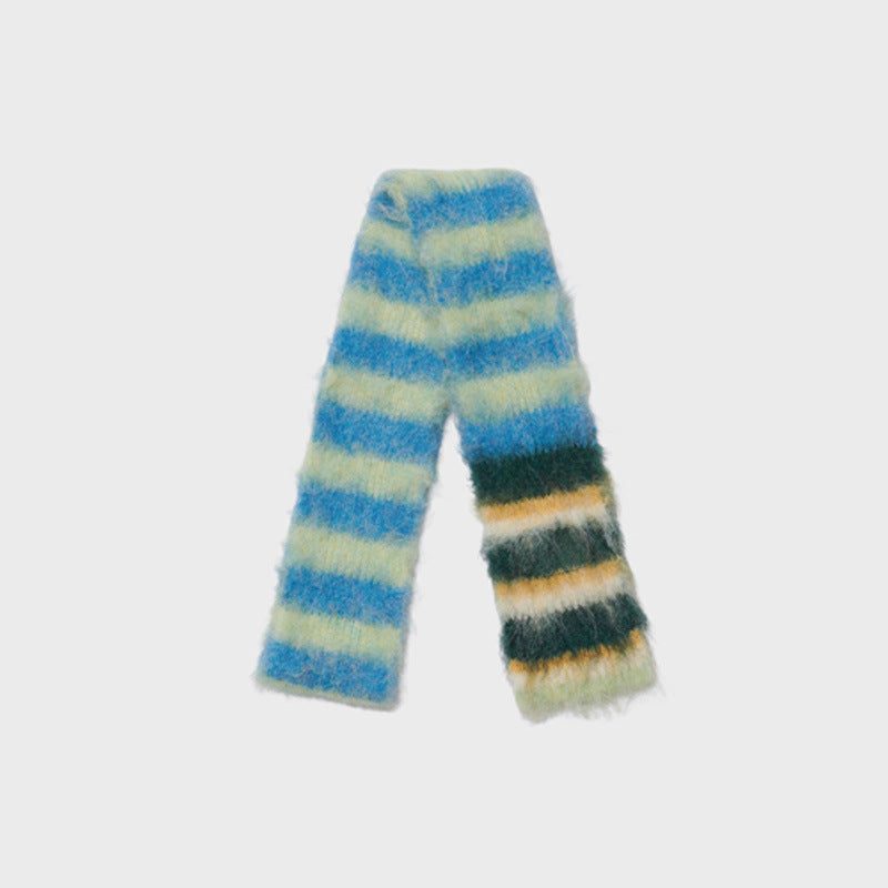 Andryka Women’s Acrylic Fuzzy Knitted Scarf – Striped, 71 x 5 in