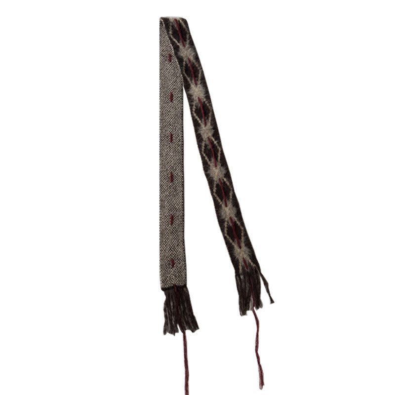 Andryka Women’s Acrylic Knitted Scarf – Geometric Pattern, Coffee, 79 x 3 in