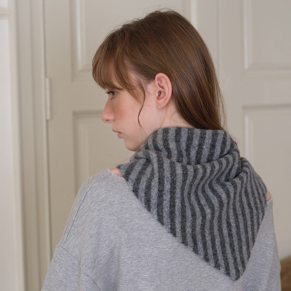 Andryka Women’s Wool Knitted Striped Scarf – Medium Long, 43 x 16 in