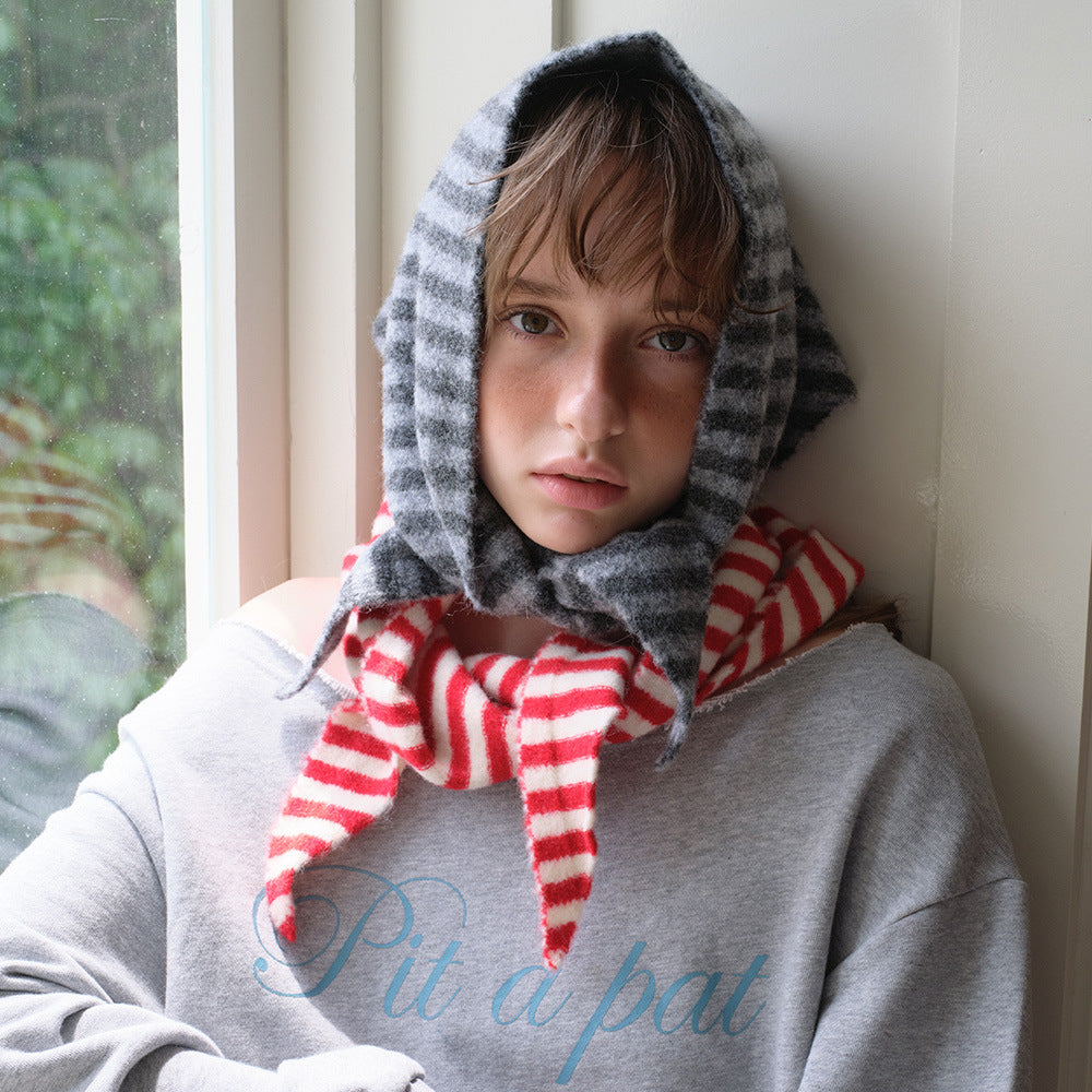 Andryka Women’s Wool Knitted Striped Scarf – Medium Long, 43 x 16 in