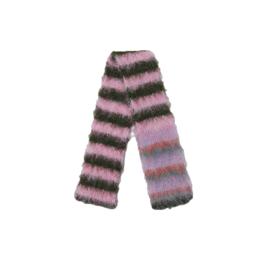 Andryka Women’s Acrylic Fuzzy Knitted Scarf – Striped, 71 x 5 in